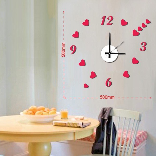 Ceas de perete autocolant Mauro Ferretti Hearts, ⌀ 50 cm-image-1
