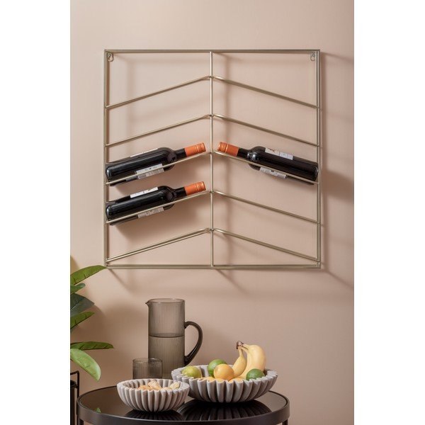 Raft pentru sticle de vin auriu pentru perete din metal număr de sticle 10 67x66x7,5 cm Cuadro – PT LIVING-image-1