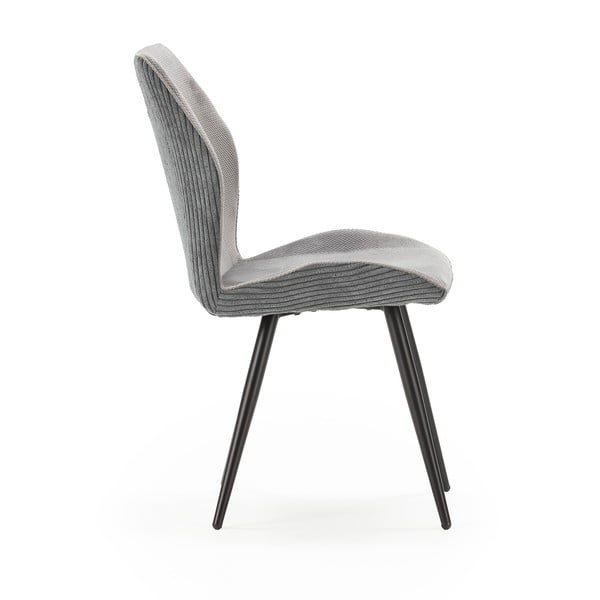 Scaune de dining gri-deschis 2 buc. din catifea reiată Adaya – Marckeric-image-3