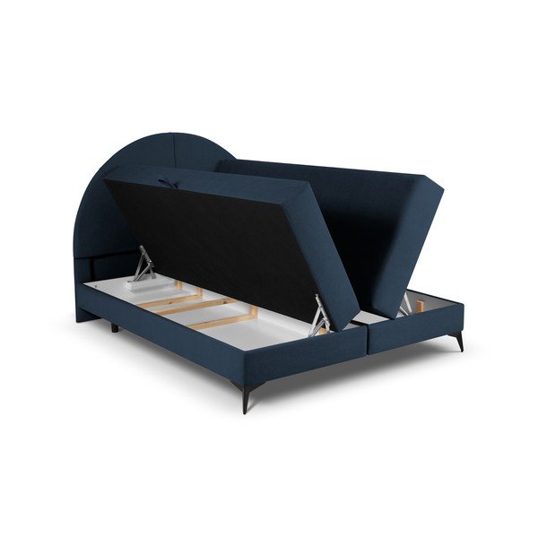 Pat boxspring 180x200 cm albastru închis cu spațiu de depozitare Sunset – Cosmopolitan Design-image-4