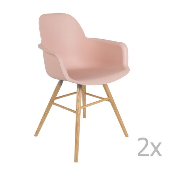 Set 2 scaune cu cotiere Zuiver Albert Kuip, roz