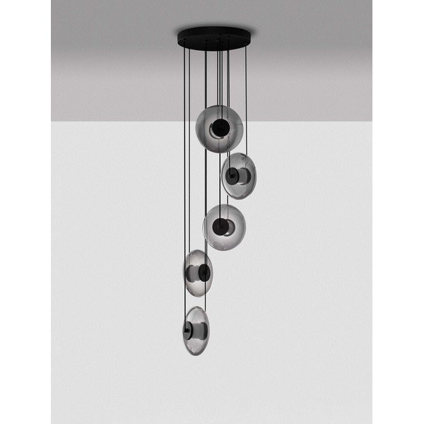 Lustră negru-mat LED cu intensitate reglabilă din sticlă ø 40 cm Ballet – Nova Luce-image-4