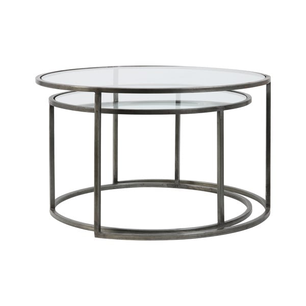 Măsuțe de cafea rotunde din sticlă gri în set de 2 buc. ø 75 cm Duarte - Light & Living-image-3