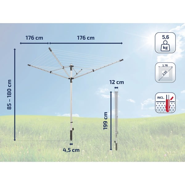 Uscător de rufe argintiu pentru grădină 50 m LinoLift 500 – LEIFHEIT-image-2