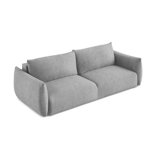 Canapea gri deschis extensibilă cu tapițerie din chenille 230 cm Leila – Makamii-image-3