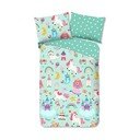 Lenjerie de pat pentru copii verde-mentă din bumbac pentru pat de o persoană 140x200 cm Fantastic – Good Morning