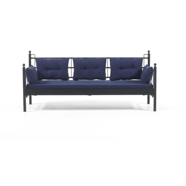 Canapea cu 3 locuri de grădină Lalas DKS, 76 x 209 cm, albastru-negru