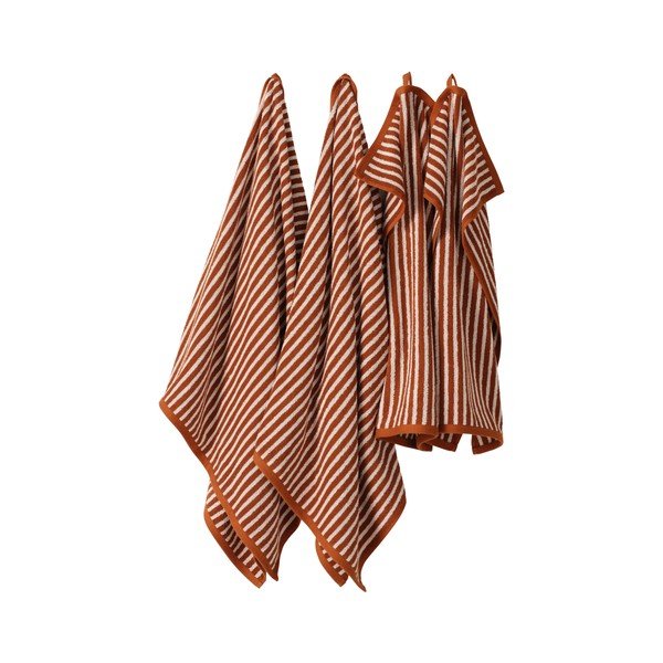 Prosoape de baie maro coniac/crem 4 buc. din bumbac Dixie – Jotex