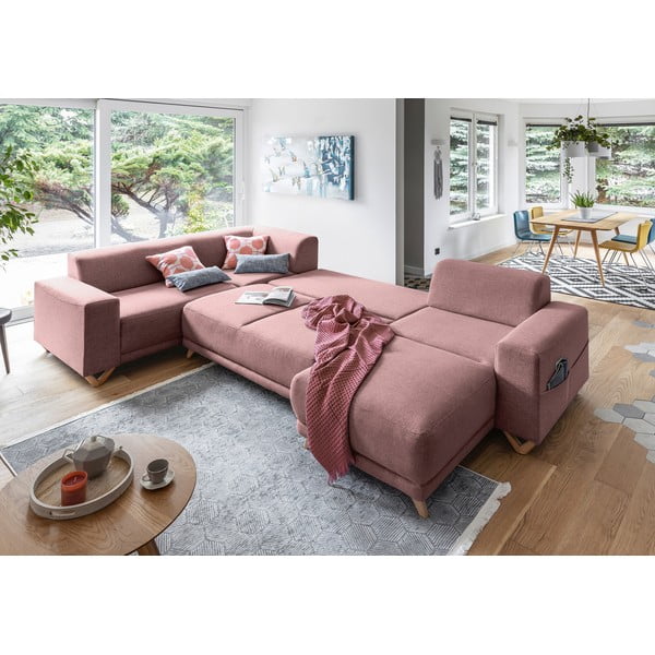 Colțar roz extensibil/cu spațiu de depozitare (cu colț pe partea stângă/în formă de "U") Classy Sophie – Miuform-image-4