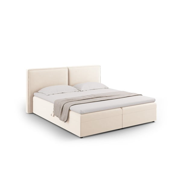 Pat boxspring crem cu spațiu de depozitare 160x200 cm Arendal – Cosmopolitan Design-image-4