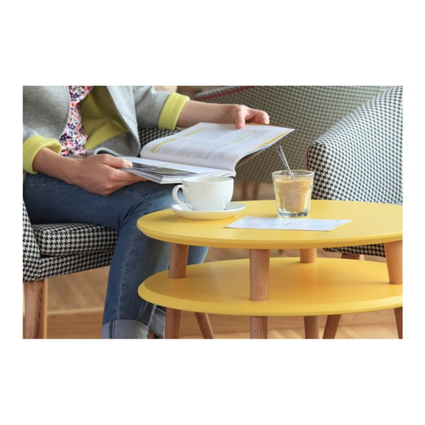 Masă de cafea cu picioare din lemn Ragaba UFO, Ø 70 cm, gri închis-image-1