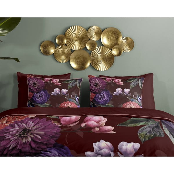 Lenjerie de pat din bumbac organic pentru pat de o persoană Descanso Gerbera, 140 x 220 cm, violet închis-image-2