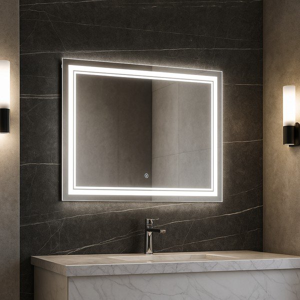 Oglindă de perete cu led 90x70 cm Zenith – Bonami Essentials-image-1