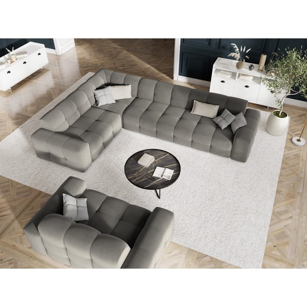 Canapea gri cu tapițerie din catifea 156 cm Kendal – Micadoni Home-image-1