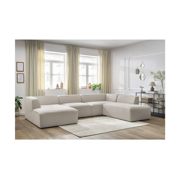 Colțar modular bej (cu colț pe partea dreaptă/în formă de "U") Megeve – Bobochic Paris-image-3