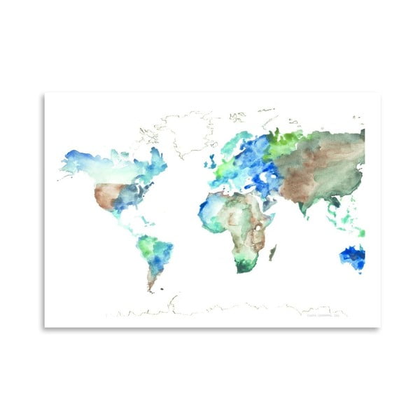Poster Americanflat World Map by Claudia Libenberg, 30 x 42 cm
