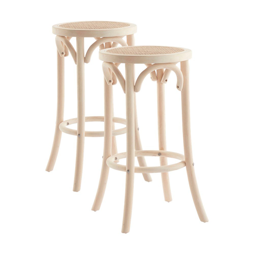 Set de scaune de bar în culoare naturală 2 buc. din ratan (înălțime șezut 65,5 cm) Koster – Jotex