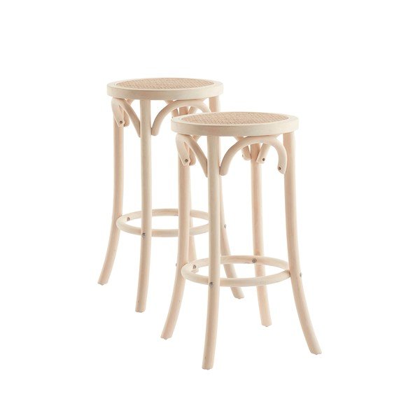 Set de scaune de bar în culoare naturală 2 buc. din ratan (înălțime șezut 65,5 cm) Koster – Jotex