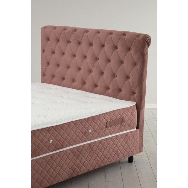 Pat boxspring roz cu spațiu de depozitare 140x200 cm Sonata – Kalune Design-image-3