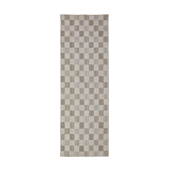 Covor tip traversă verde lavabil din amestec de bumbac 80x230 cm Muted Checkerboard – Flair Rugs