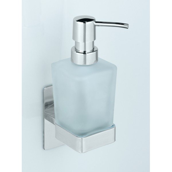 Dozator de săpun lichid argintiu lucios autoadeziv din sticlă 200 ml Genova – Wenko-image-1