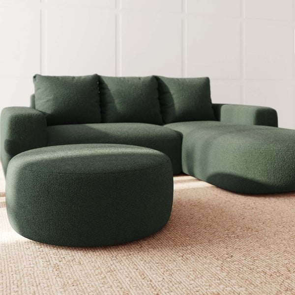 Taburet verde cu tapițerie din țesătură bouclé Monce – Rodier-image-1