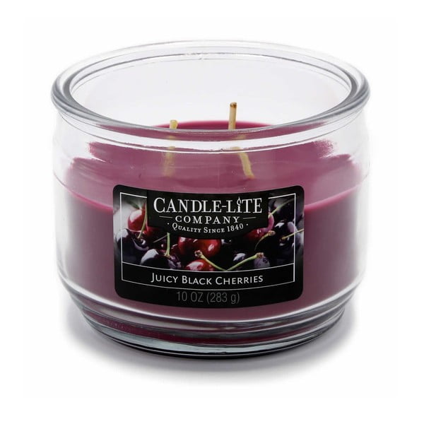 Lumânare parfumată în sticlă cu aromă de cirese negre Candle-Lite, durată ardere 40 ore