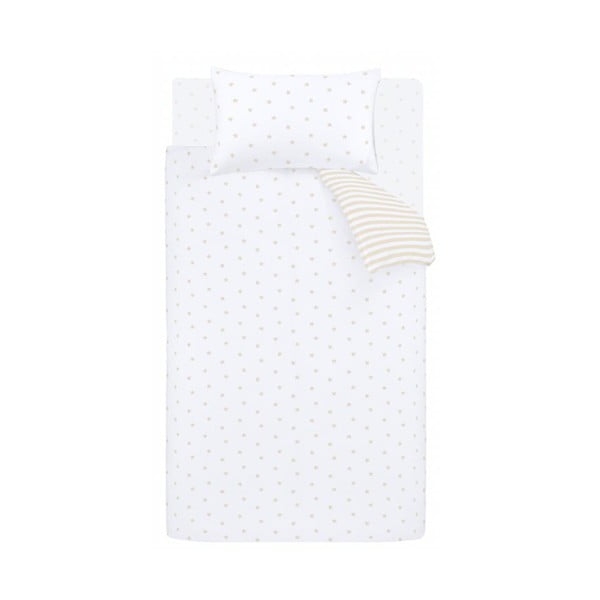 Lenjerie de pat pentru copii albă-bej din bumbac pentru pat de o persoană 135x200 cm Mini Star & Stripes – Bianca