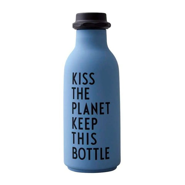 Sticlă pentru apă Design Letters Kiss, 500 ml, albastru