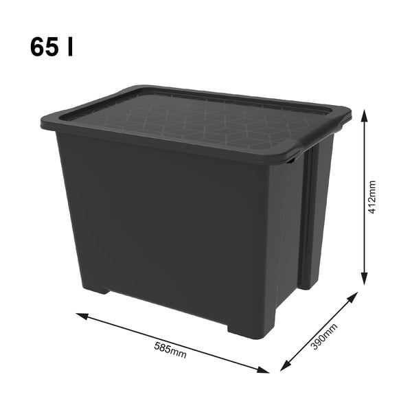 Cutie de depozitare  negru lucios din plastic cu capac Evo Easy - Rotho-image-2