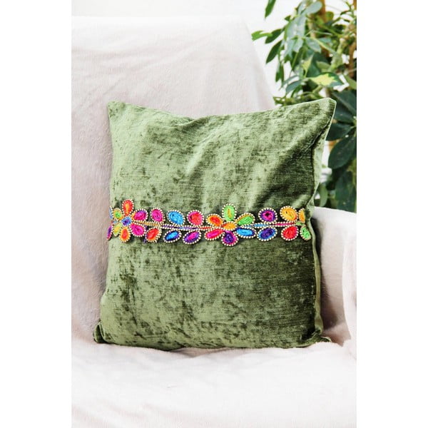 Față de pernă Mode, verde cu flori