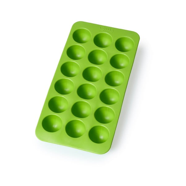 Formă din silicon pentru gheață Lékué Round, 18 cuburi, verde