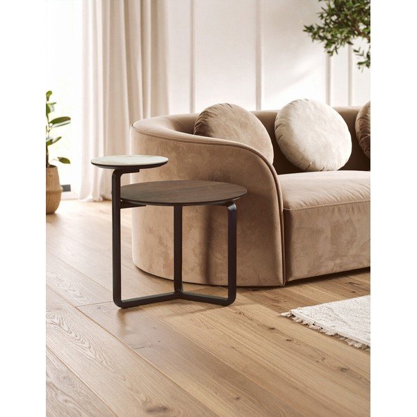Măsuță de cafea maro rotundă din lemn de eucalipt 55x67 cm Imperia – Premier Housewares-image-1