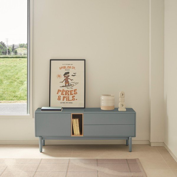 Masă TV albastră/gri 140x56 cm Corvo – Teulat-image-1