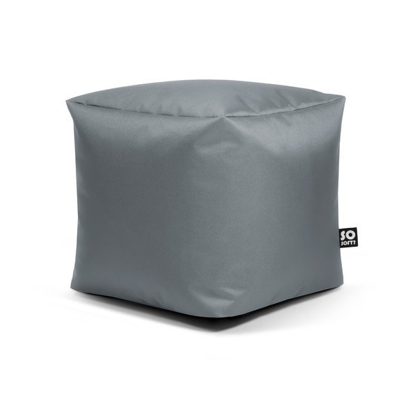 Fotoliu puf pentru copii gri cu tapițerie din imitație de piele Cube M – So Soft?