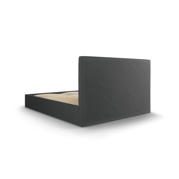 Pat matrimonial 160x200 cm gri închis tapițat cu spațiu de depozitare cu somieră Juniper – Mazzini Beds-image-4