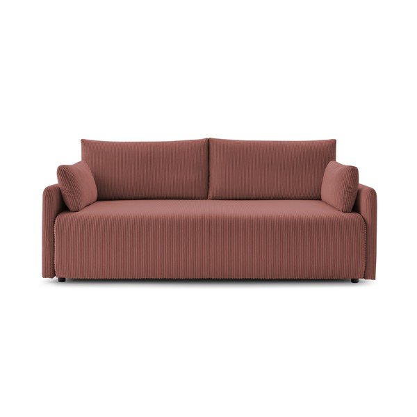 Canapea roz extensibilă cu tapițerie din catifea reiată  211 cm Marcel – Bobochic Paris