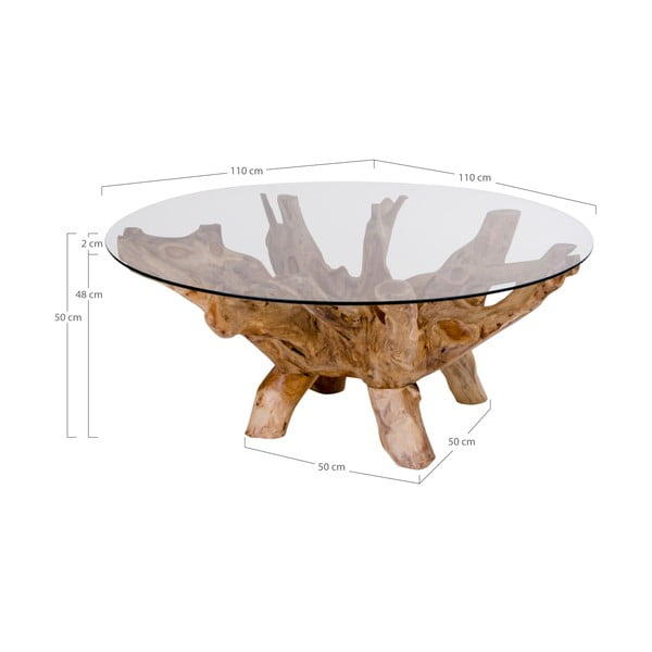 Măsuță de cafea în culoare naturală rotundă cu blat din sticlă ø 110 cm Amazonas – House Nordic-image-4
