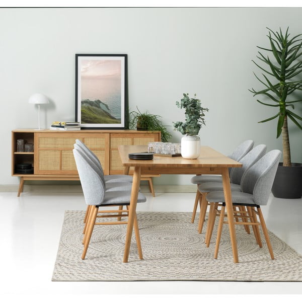 Masă de dining în culoare naturală extensibilă cu blat cu aspect de lemn de stejar 190x90 cm Barrali – Unique Furniture-image-2