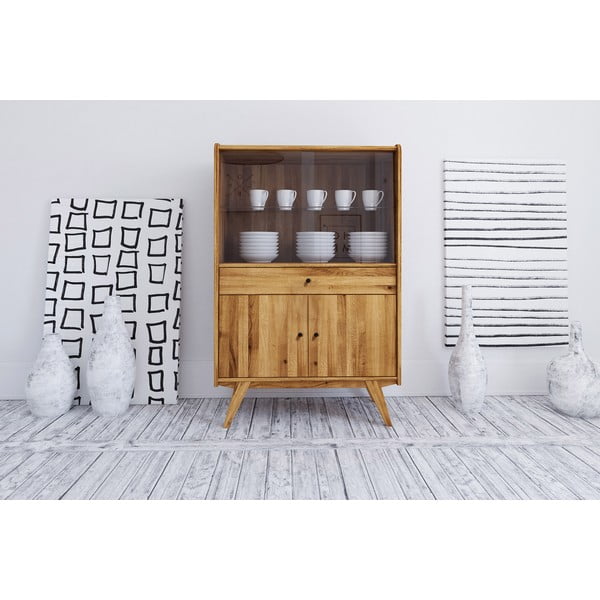 Vitrină din lemn de stejar 100x154 cm Retro - The Beds-image-4