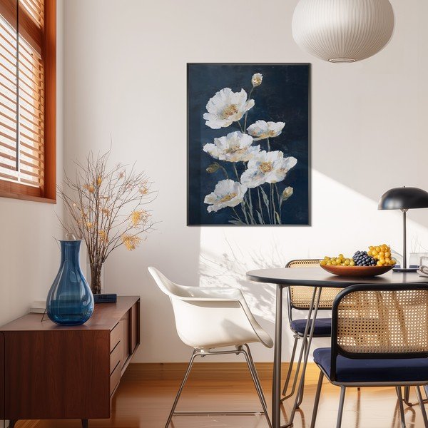 Tablou cu ramă imprimat 60x80 cm White Poppies – Styler-image-1