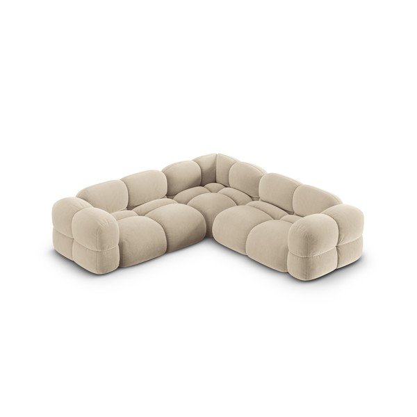 Colțar bej cu tapițerie din catifea Loretto – Cosmopolitan Design-image-3