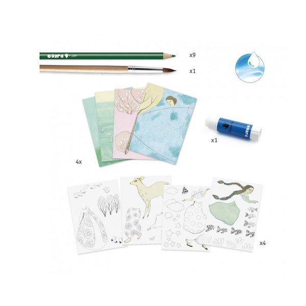 Set artistic cu creioane acuarelă Djeco Atelier Natural-image-1