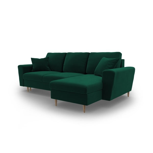 Colțar verde extensibil, cu spațiu de depozitare cu tapițerie din catifea Kyoto – Cosmopolitan Design-image-4