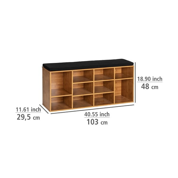 Pantofar în culoare naturală cu bancă cu aspect de lemn exotic Loft – Wenko-image-4