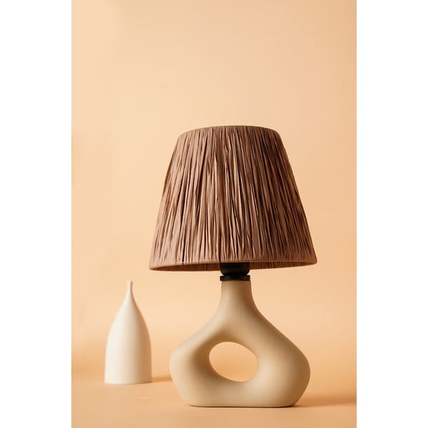 Veioză bej cu abajur din sfoară din hârtie (înălțime 40 cm) Serin – Opviq lights-image-1