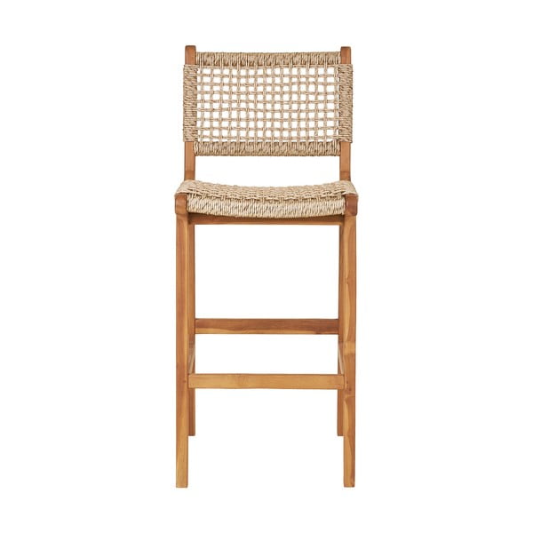 Scaun de bar în culoare naturală din lemn de tec (înălțime șezut 60 cm) Derby – House Nordic-image-1