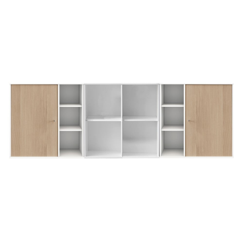 Comodă albă de perete cu aspect de lemn de stejar Hammel Mistral Kubus, 206 x 69 cm