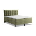 Pat boxspring verde cu spațiu de depozitare 160x200 cm Mikana – Makamii