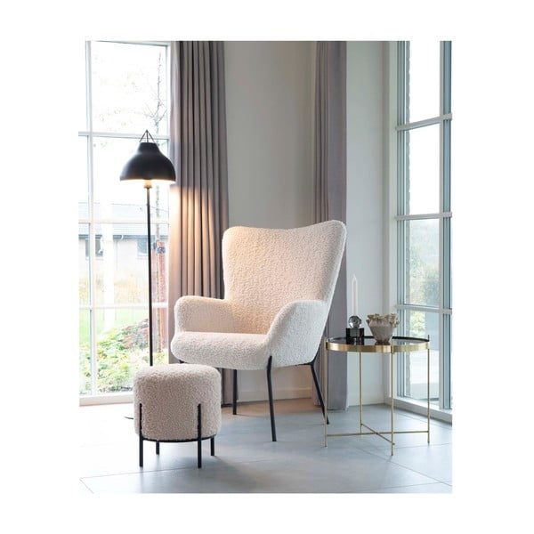 Puf crem cu tapițerie din blană artificială Alford – House Nordic-image-1